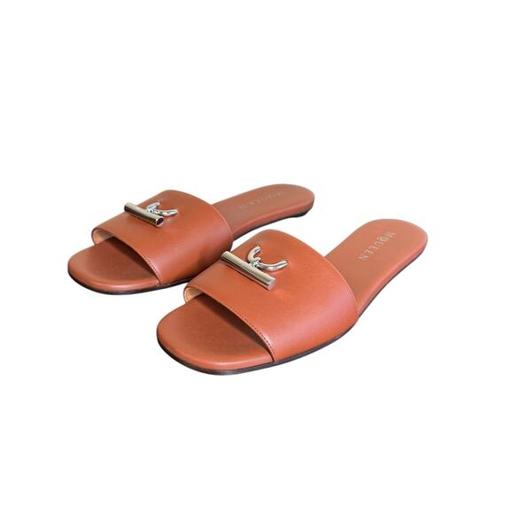 Alexander McQueen NIB T-Bar Leather Slides in Brown Size 39.5 - Picture 4 of 12